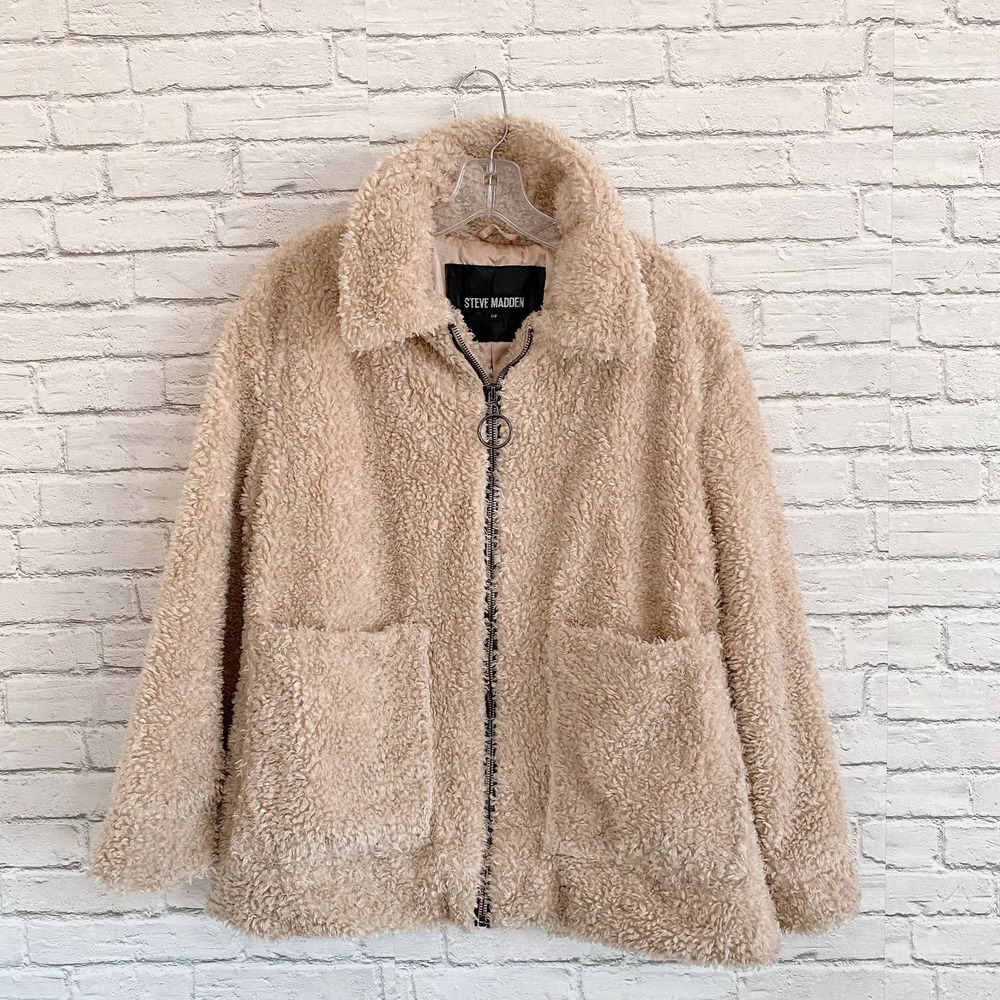 Steve Madden Cozy Zip Up Teddy Coat